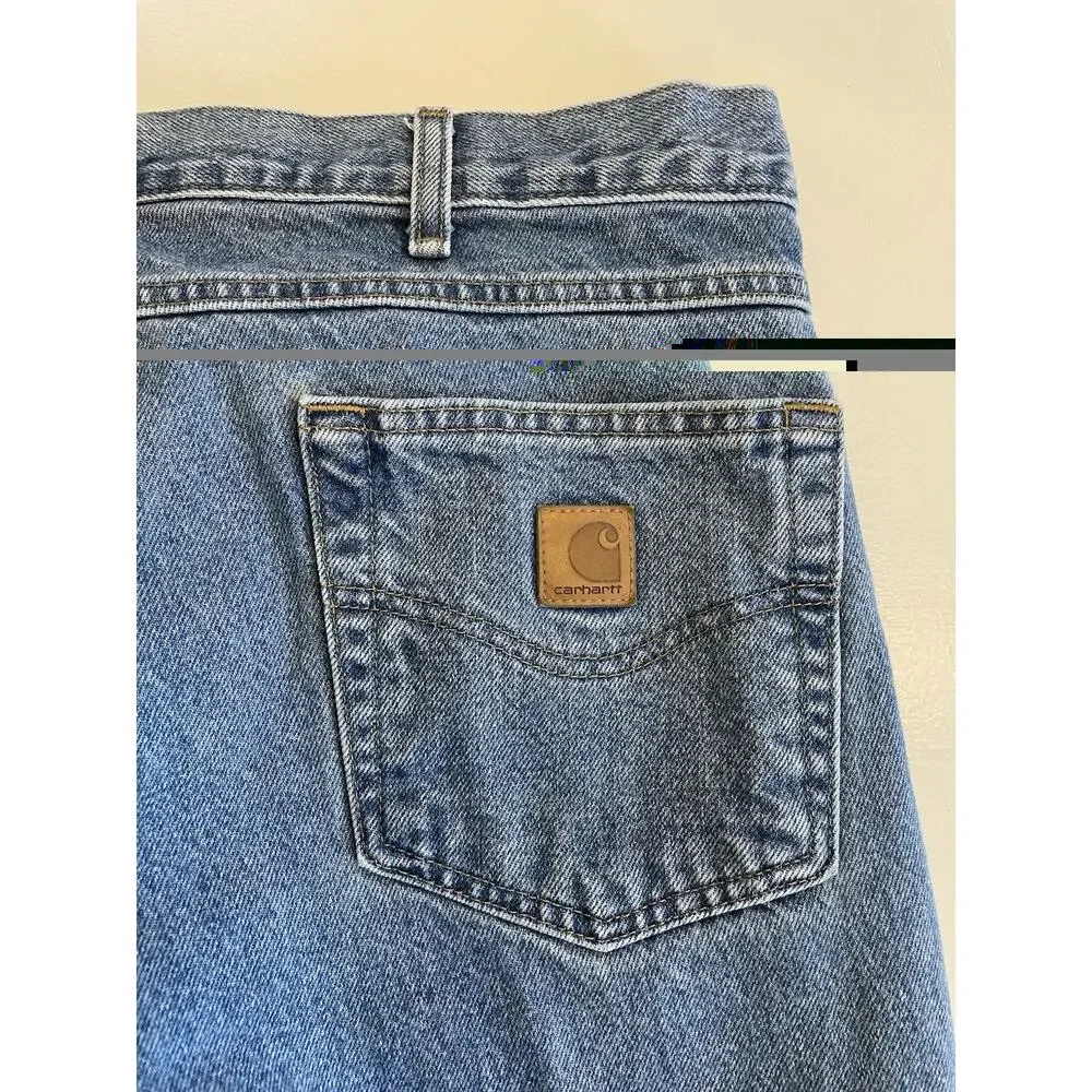 Men Carhartt B18 STW Med Wash Denim Blue Jeans 38 x 36 (Fit: 37 x 35) Straight